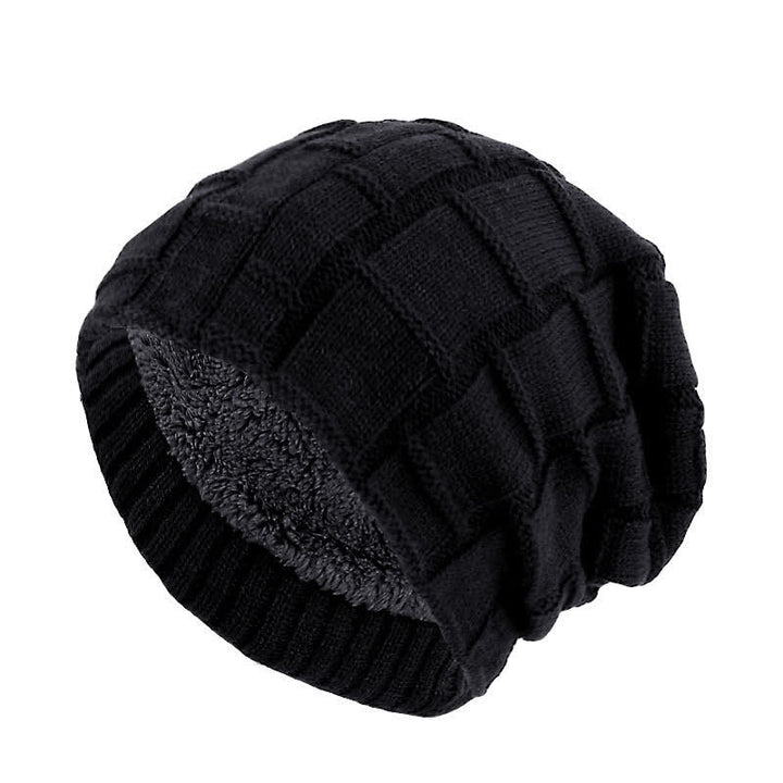 Bonnet tricoté chaud doublé de fourrure