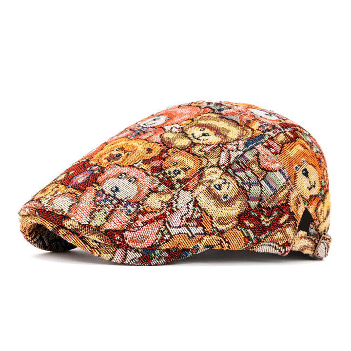 Béret à carreaux vintage à bords cassés pour l'automne et l'hiver - Orange - Réglable (22"-24") - image 13