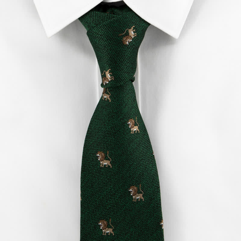 Cravate pour homme avec motif de lion chasseur d'animaux de dessin animé