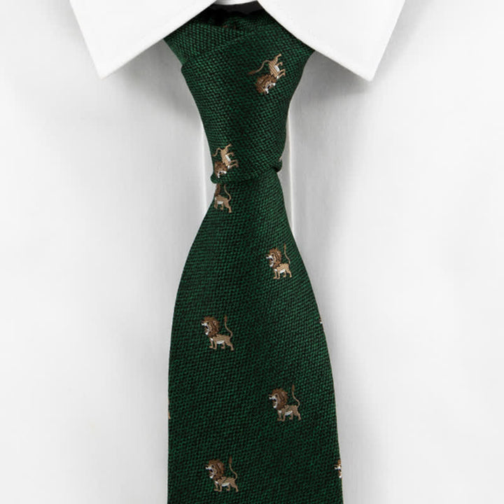 Cravate pour homme avec motif de lion chasseur d'animaux de dessin animé