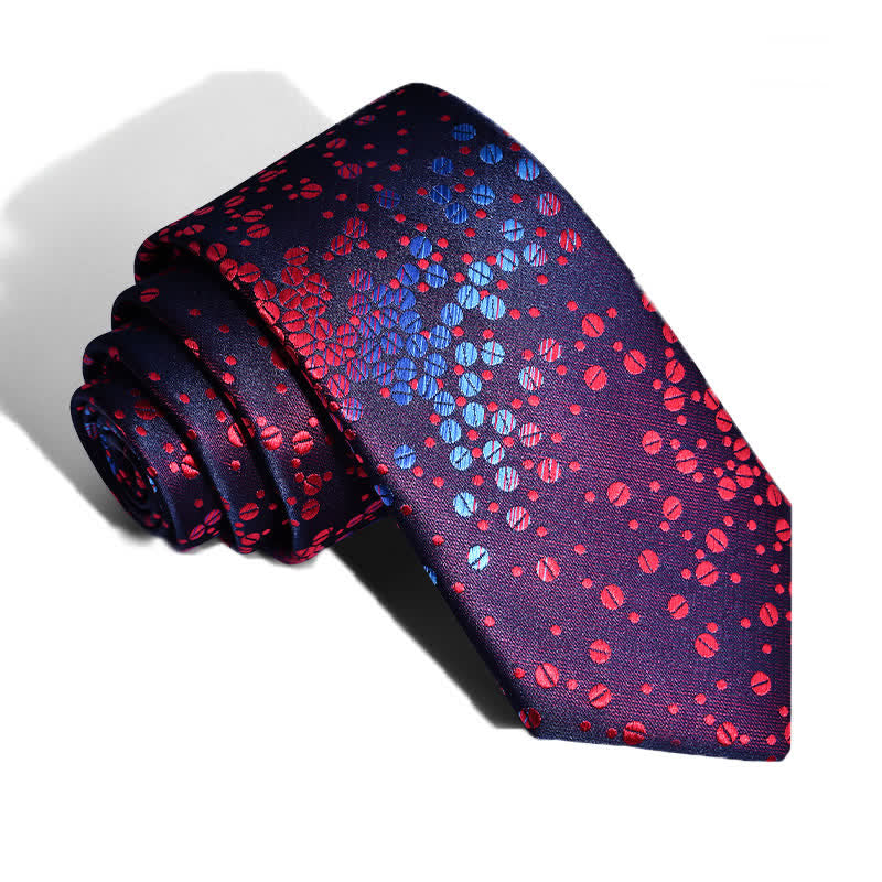 Cravate homme dégradée à petits cercles bleus et rouges - Violet - image 0