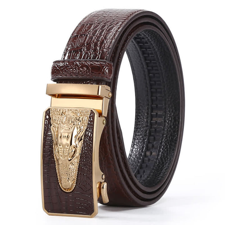 Ceinture en cuir à boucle automatique pour homme, motif crocodile