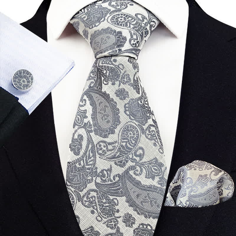 Ensemble de 3 cravates à motif cachemire exotique pour homme