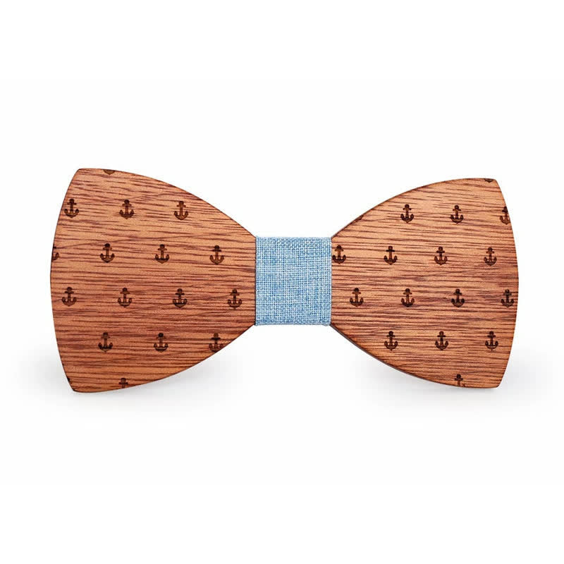 Nœud papillon en bois pour homme avec ancre de bateau