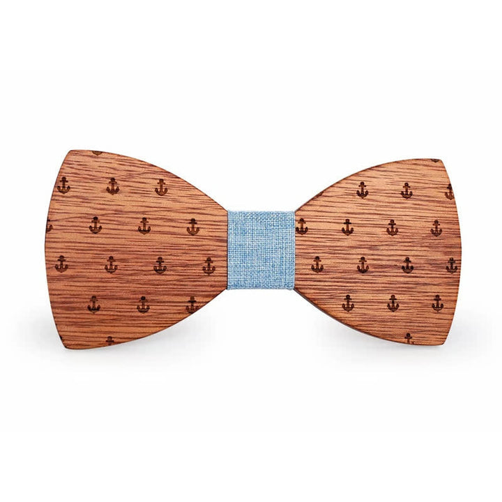 Nœud papillon en bois pour homme avec ancre de bateau
