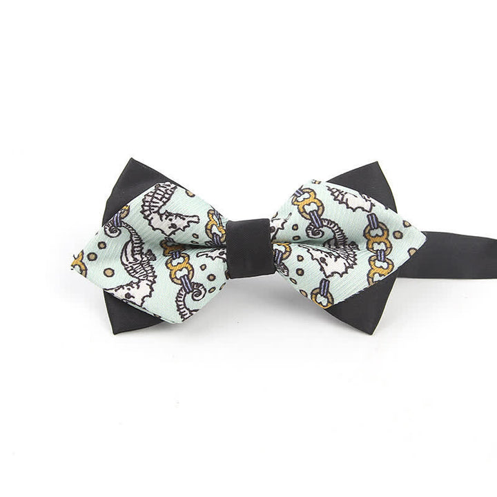 Nœud papillon pointu pour homme avec motif hippocampe