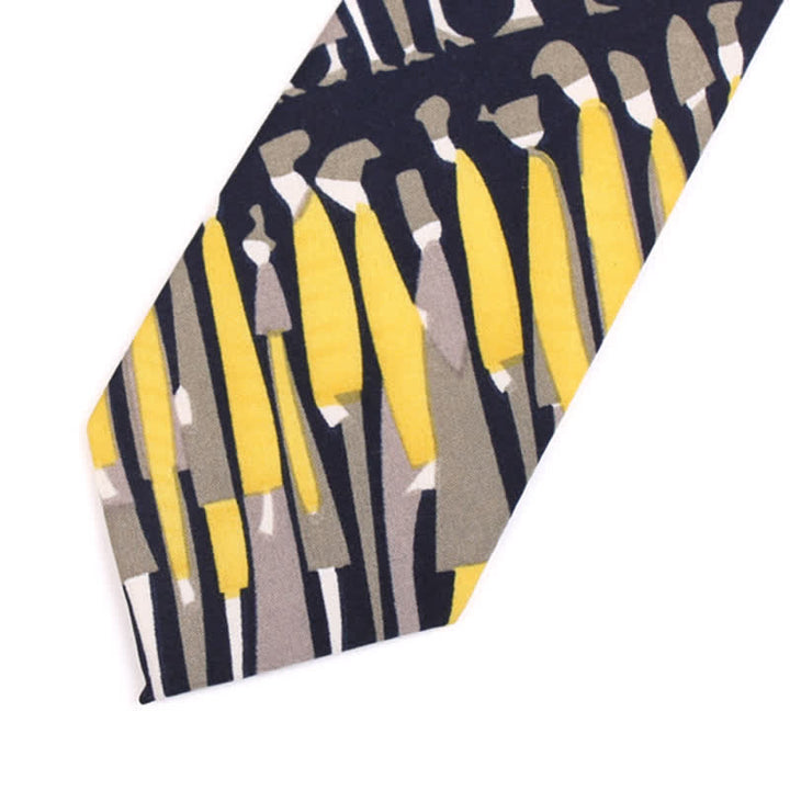 Cravate noire et jaune pour homme avec motif foule - image 2