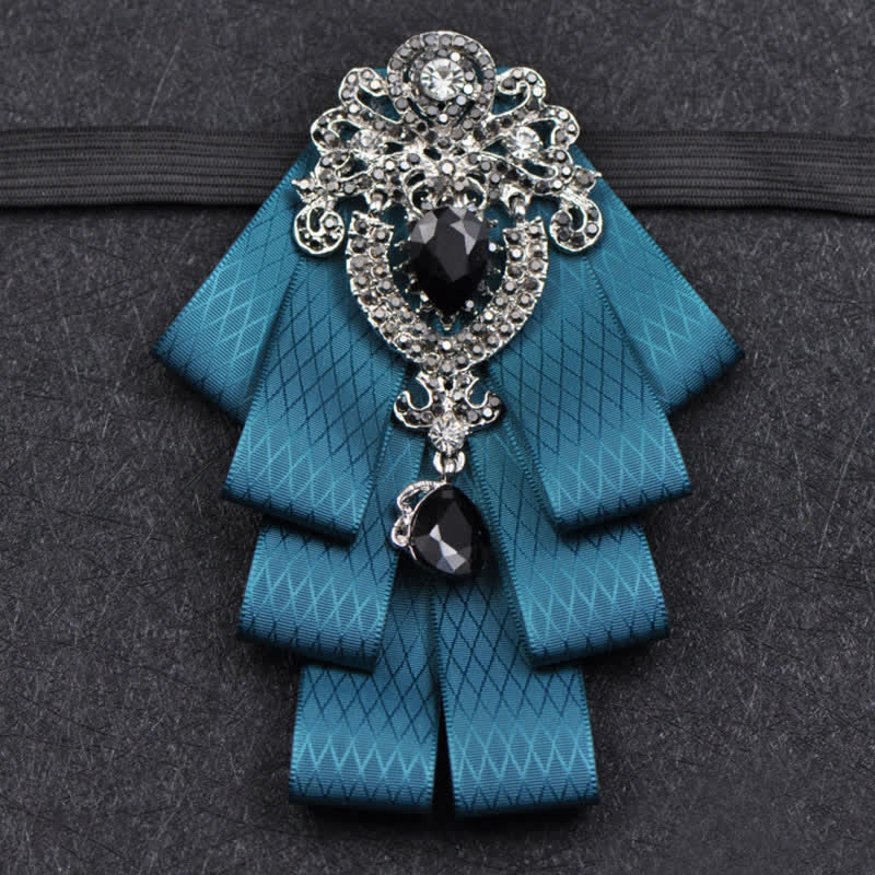 Ensemble de 3 nœuds papillon à carreaux noirs et strass