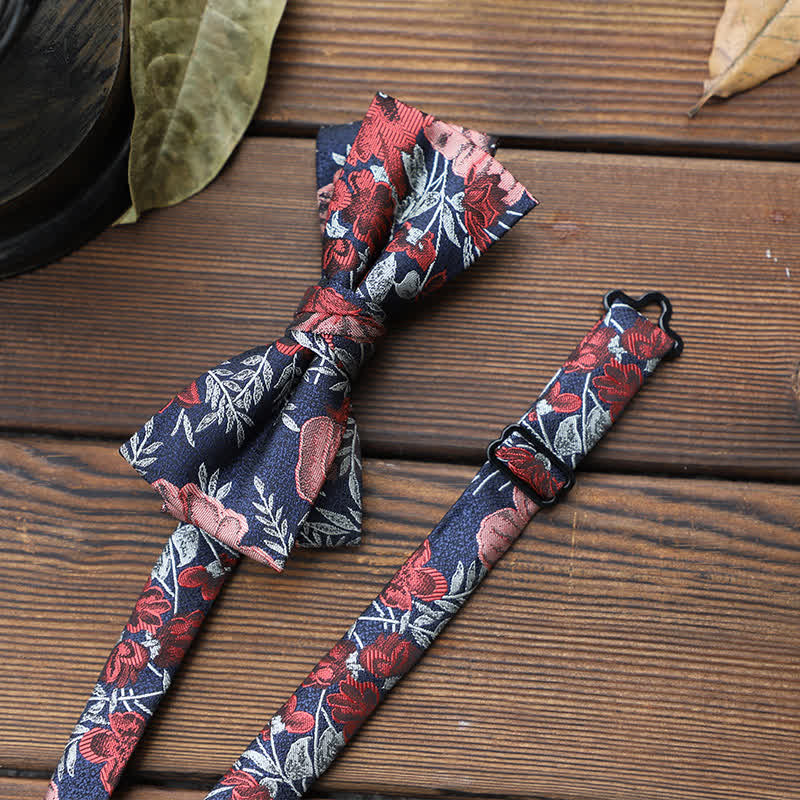 Nœud papillon à rayures florales pour homme