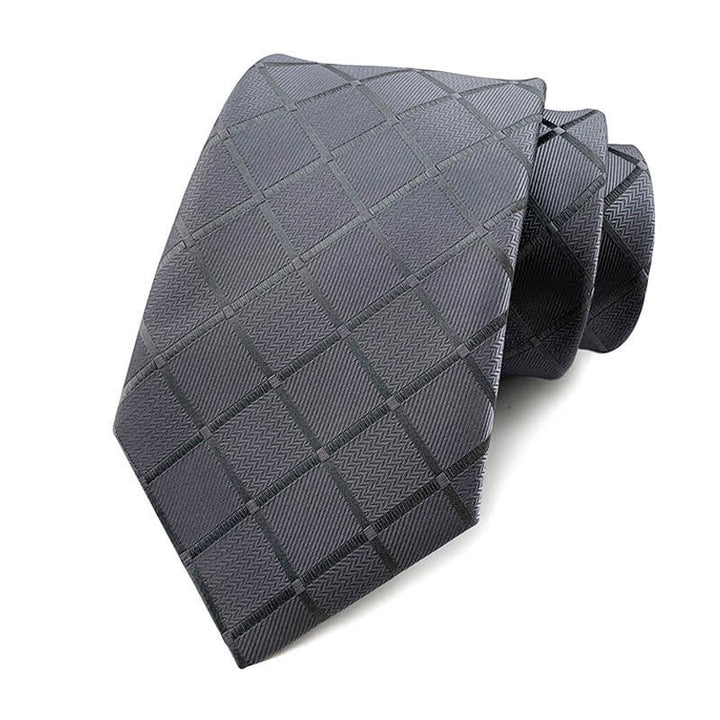 Costume de smoking slim pour homme avec cravate à carreaux - Gris pur - image 3