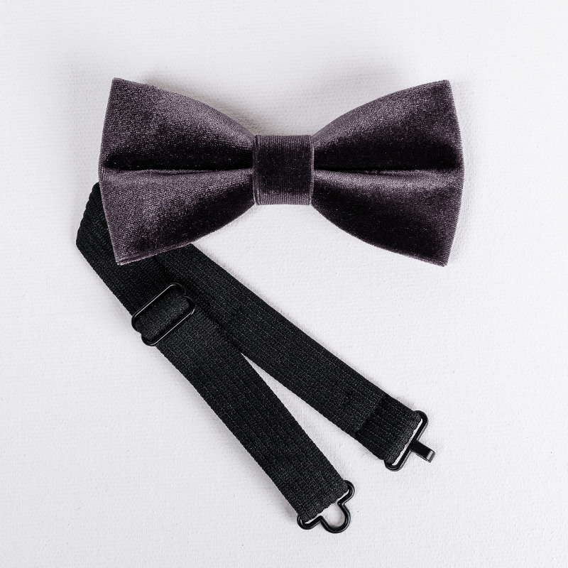 Nœud papillon en velours de couleur unie violet foncé pour homme