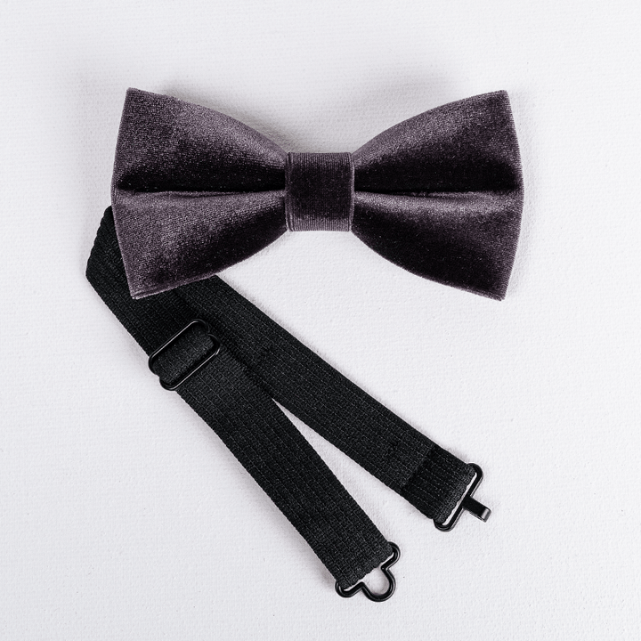 Nœud papillon en velours de couleur unie violet foncé pour homme