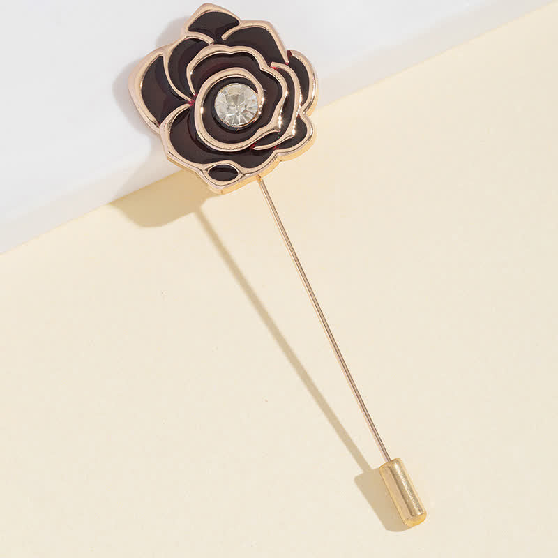 Broche fleur de rose noire pour femme