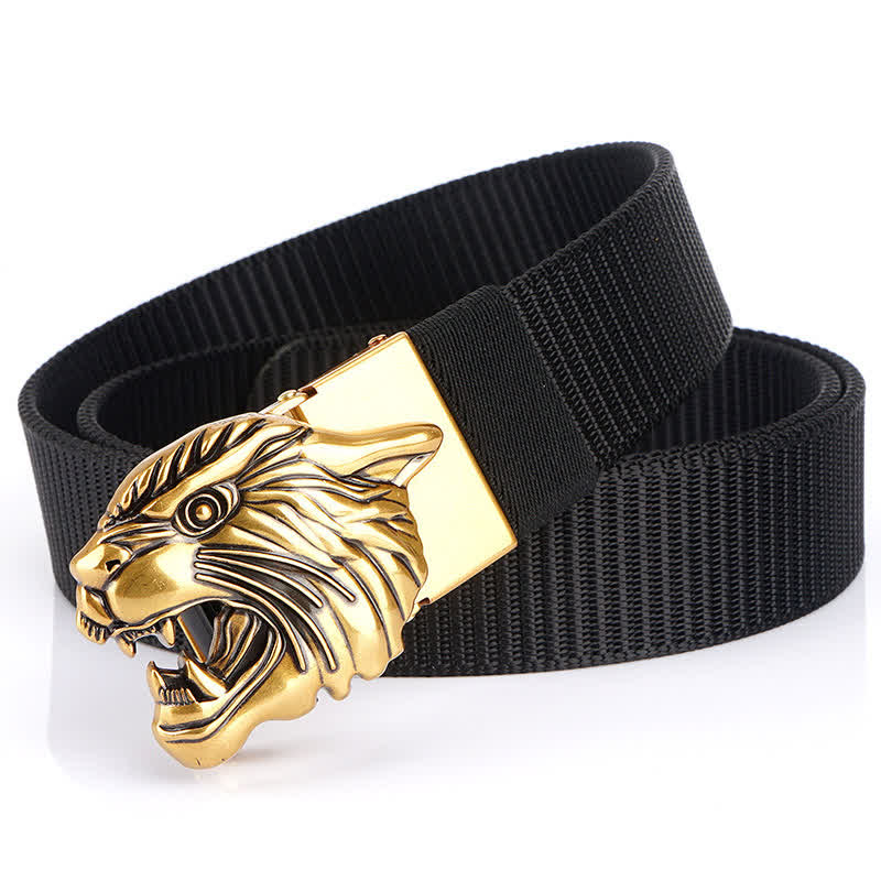 Ceinture en nylon à tête de tigre rugissante pour homme