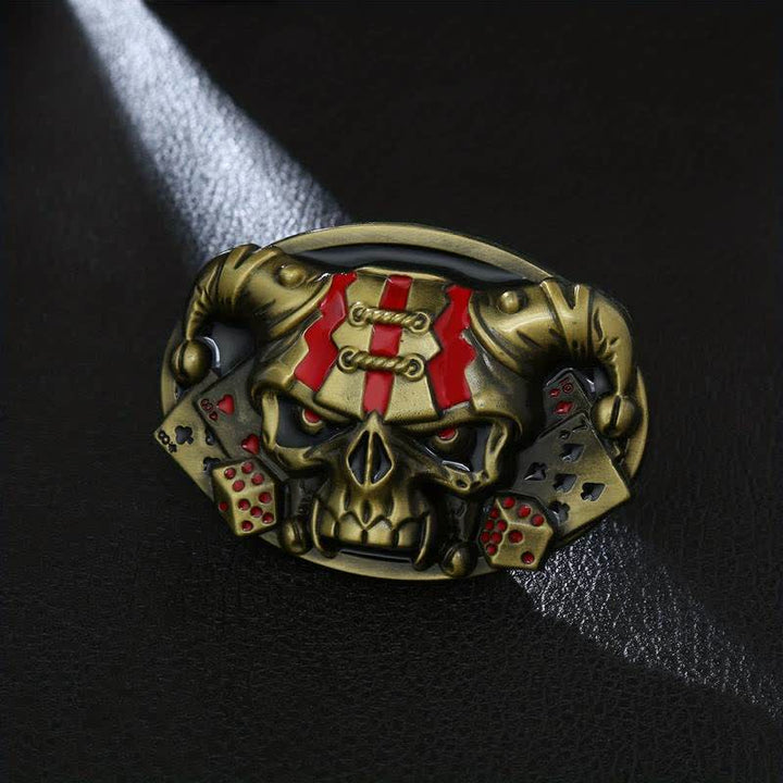 Ceinture en cuir à boucle Joker Skull Clown DIY pour homme
