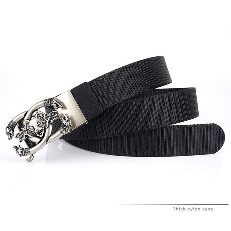 Ceinture en nylon pour homme avec loups féroces en flammes