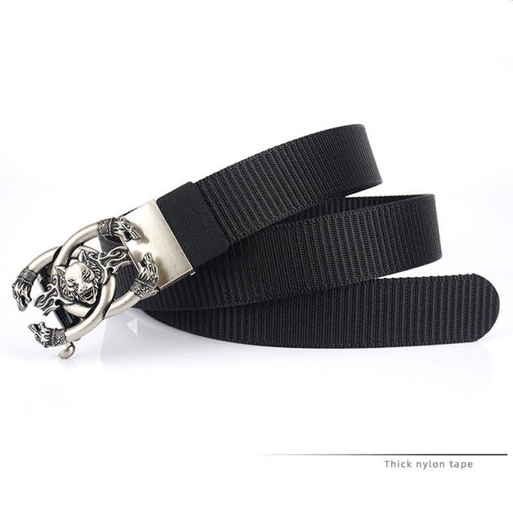 Ceinture en nylon pour homme avec loups féroces en flammes