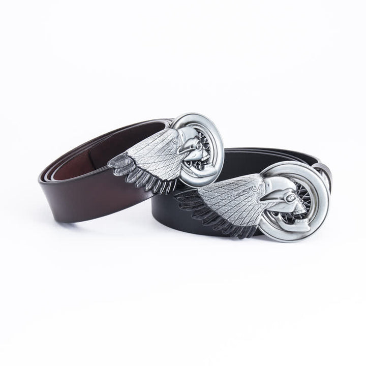 Ceinture en cuir gothique pour homme avec tête de mort et aigle