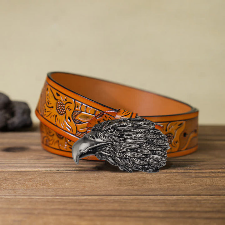 Ceinture en cuir à boucle tête d'aigle à tête blanche 3D DIY pour homme