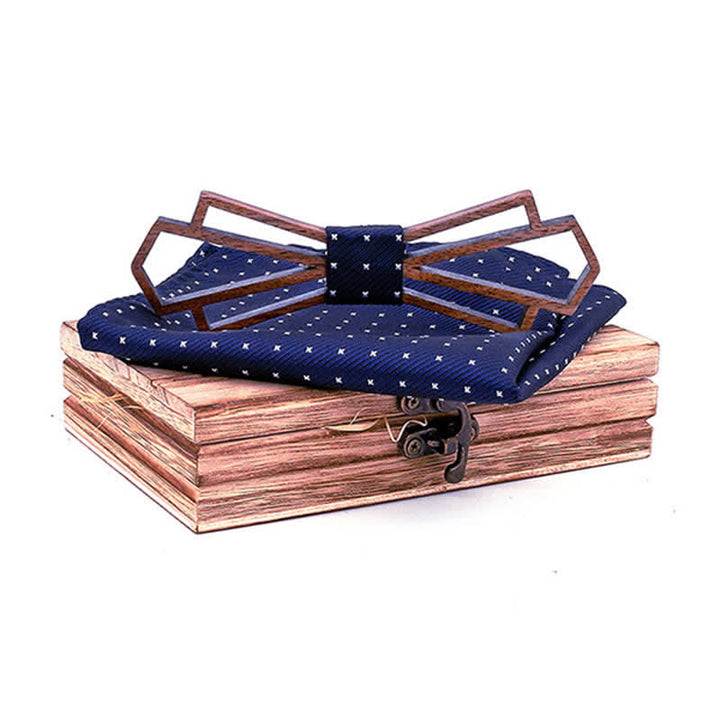 Lot de 2 noeuds papillon fantaisie creux en bois pour homme