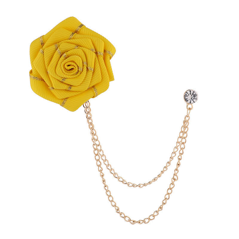 Charmante broche à chaîne en forme de rose florale pour homme