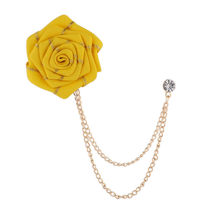 Charmante broche à chaîne en forme de rose florale pour homme