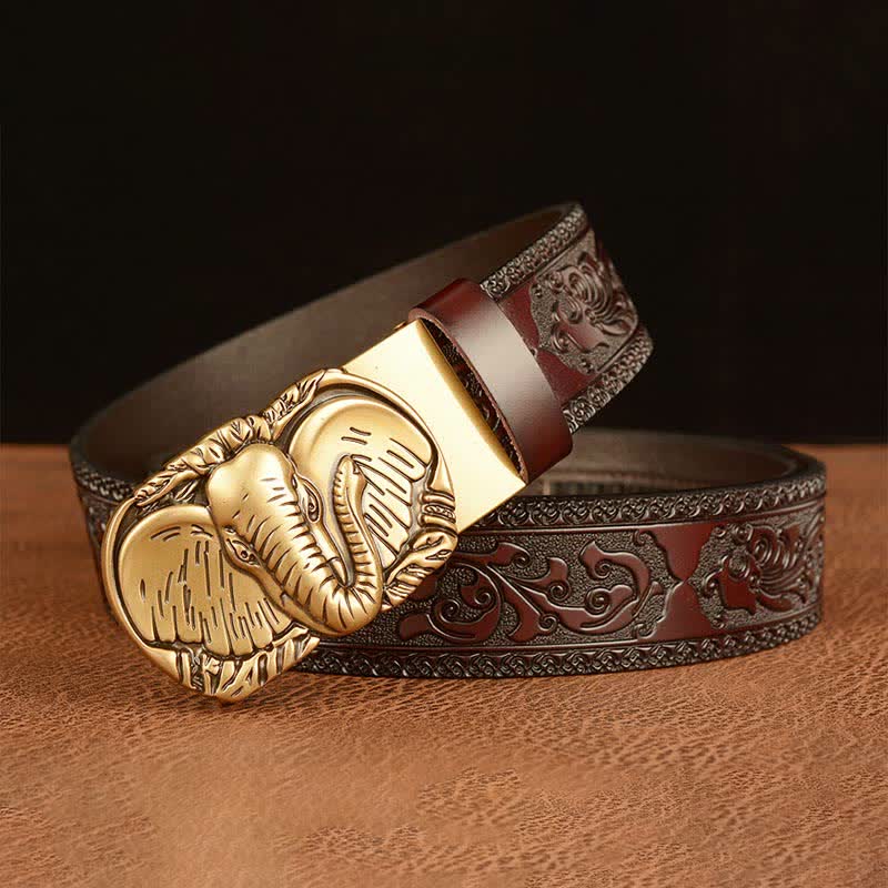 Ceinture en cuir à grandes oreilles d'éléphant pour homme