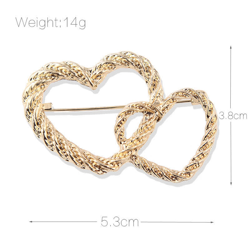 Broche double amour cœur à cœur pour femme