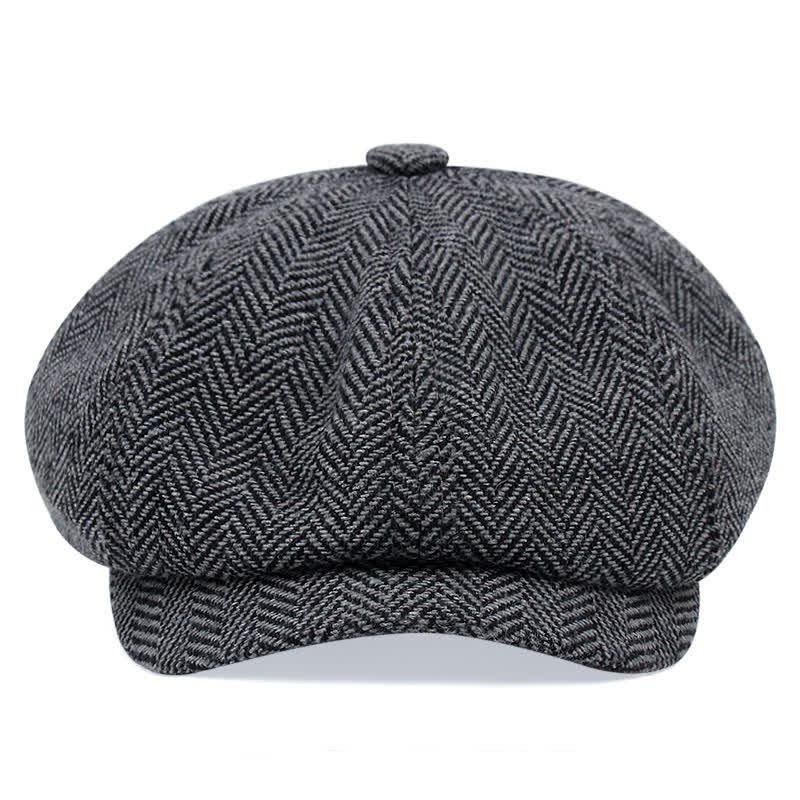 Casquette béret octogonale à chevrons rayée vintage