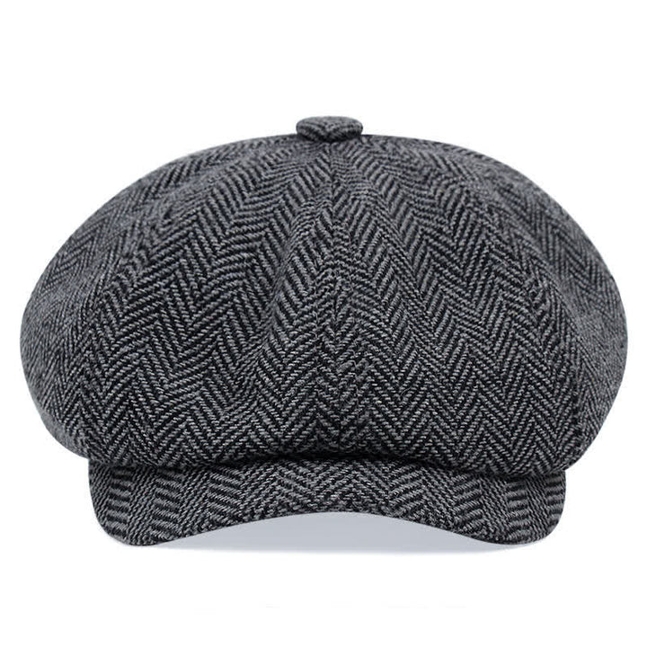 Casquette béret octogonale à chevrons rayée vintage