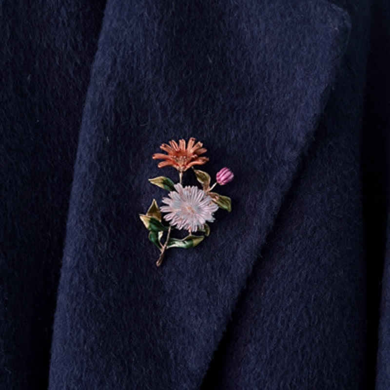 Broche créative à motif de marguerite florale pour femme