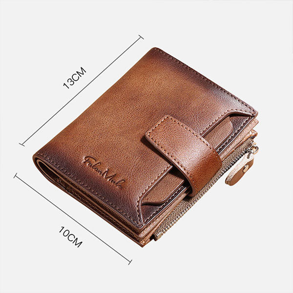 Portefeuille en cuir véritable de grande capacité avec plusieurs emplacements pour cartes et antivol RFID