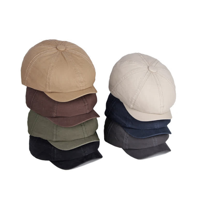 Casquette béret décontractée en coton de couleur unie - image 1