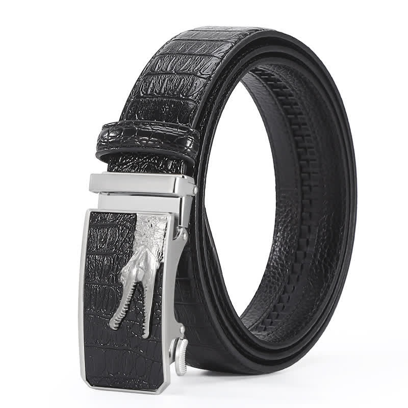Ceinture en cuir à boucle automatique pour homme, motif crocodile