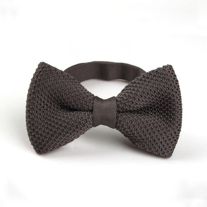 Nœud papillon tricoté double épaisseur de couleur unie pour homme