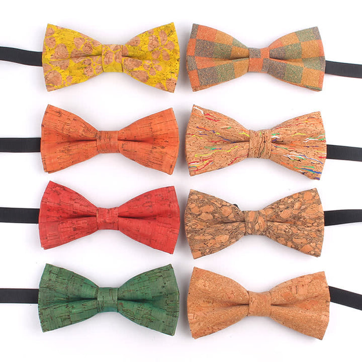 Nœud papillon multicolore à imprimé géométrique en grain de bois pour homme