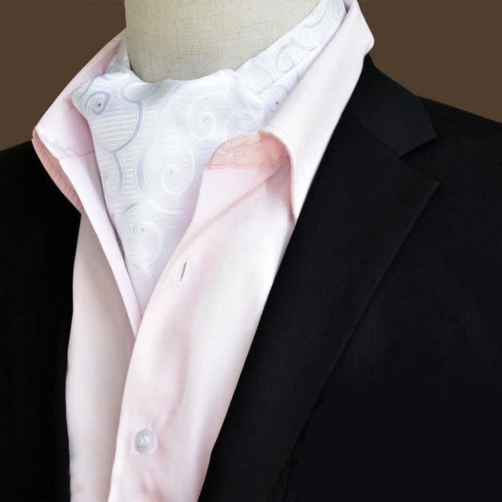 Cravate blanche à imprimé cachemire et fleurs pour homme