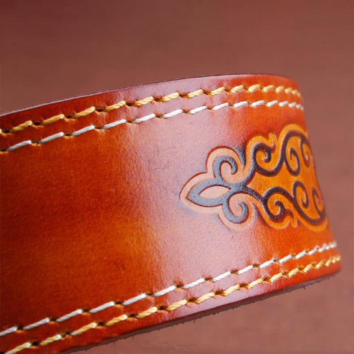 Ceinture en cuir de cheval argenté ethnique pour homme avec motif cowboy