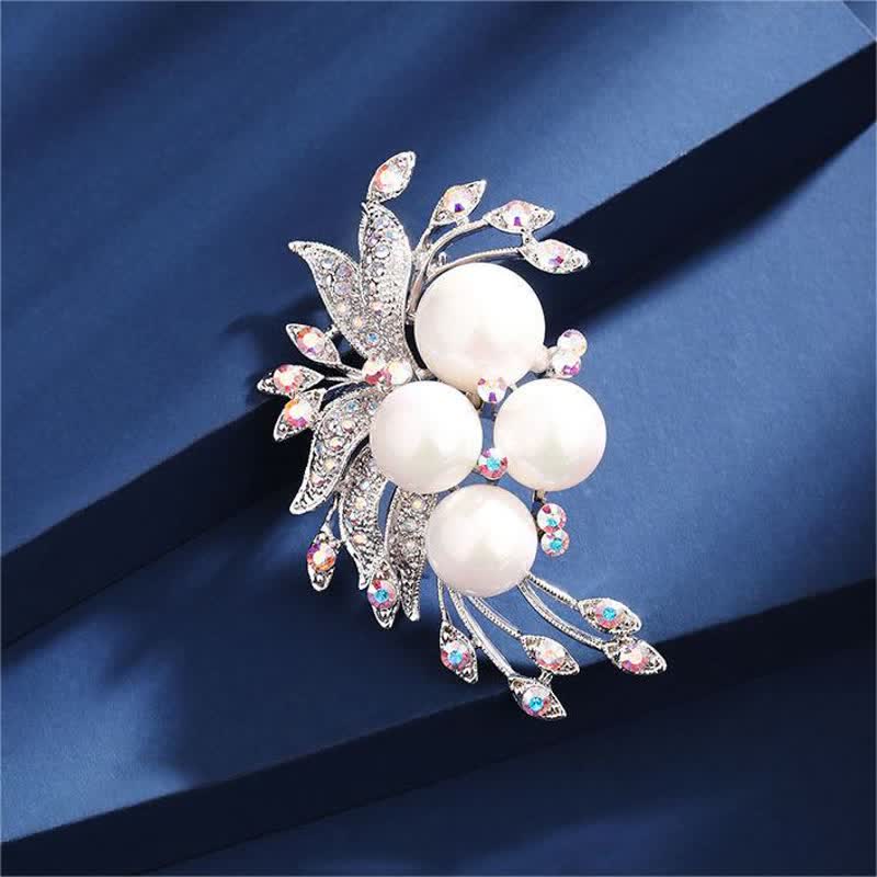 Broche en perles et fleurs de phénix pour femme