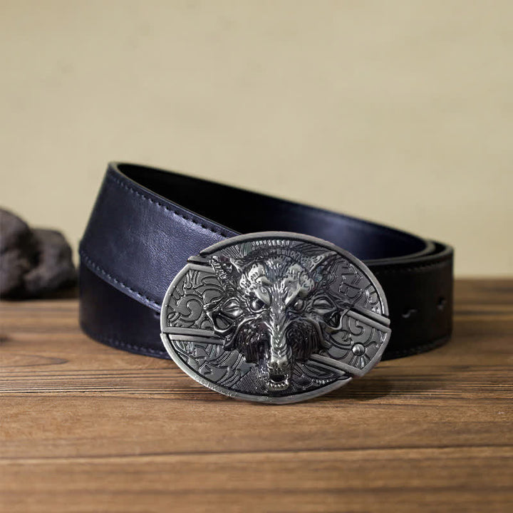 Ceinture en cuir pour homme avec couteau pliant caché en forme de tête de loup
