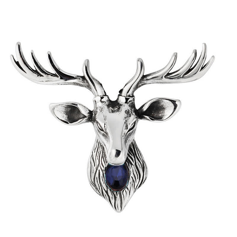 Broche majestueuse en forme de cerf bleu pour homme