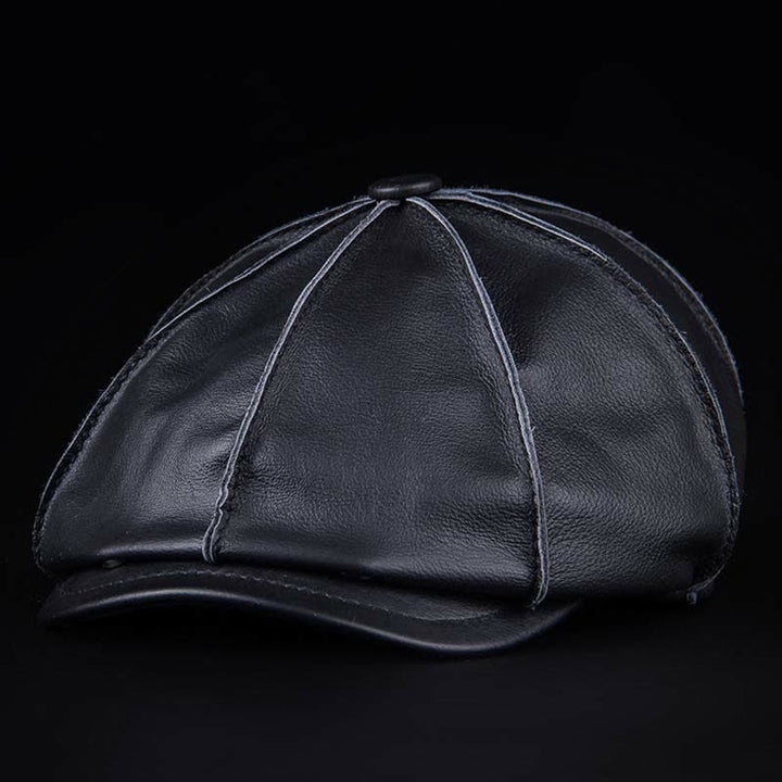 Béret octogonal littéraire en cuir véritable - Noir - L (23 1/4"-23 5/8") - image 8
