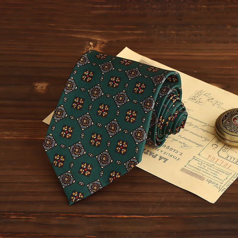 Cravate de luxe à motif géométrique médaillon pour homme 