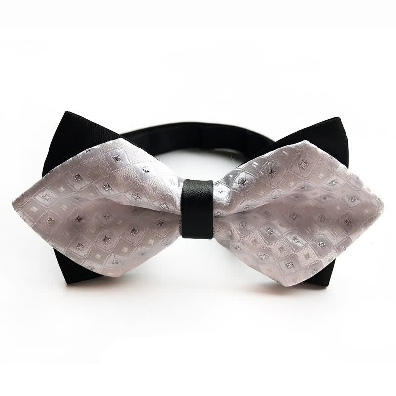 Nœud papillon pointu à carreaux et diamants brillants pour homme