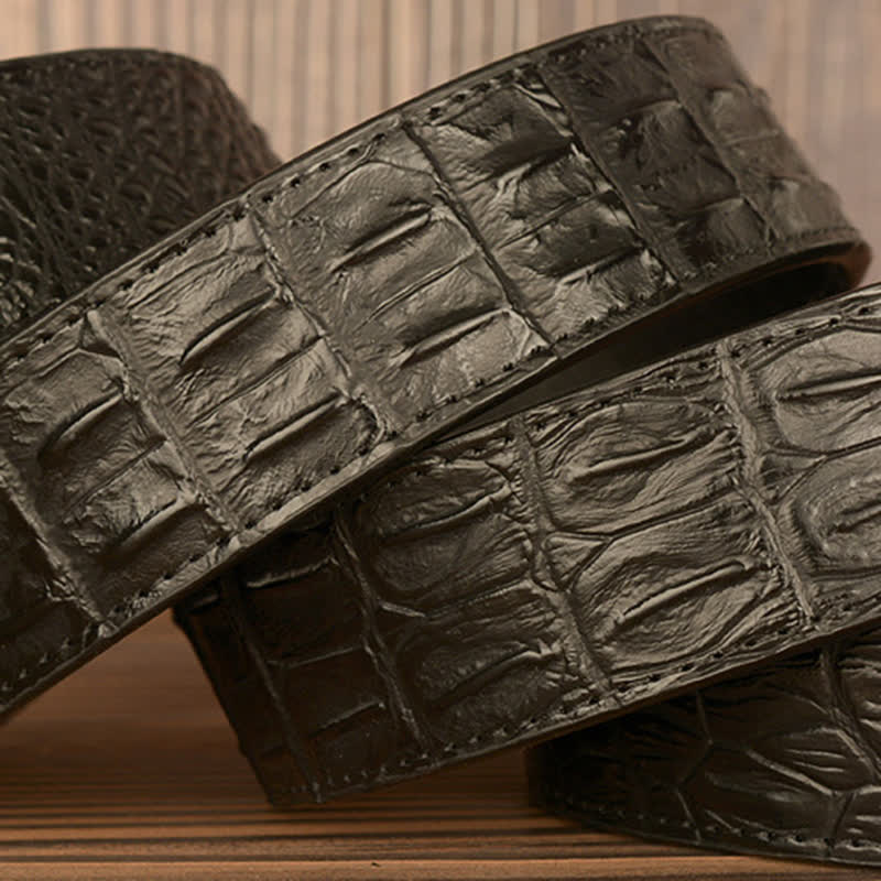 Ceinture en cuir à motif crocodile et tête de dragon pour homme