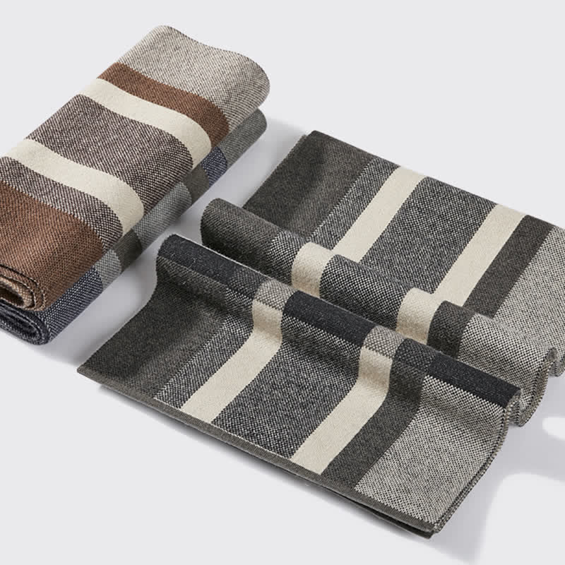 Écharpe d'hiver classique à rayures et carreaux pour homme