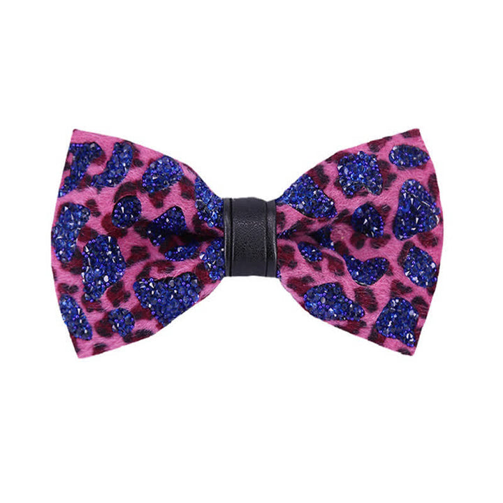 Nœud papillon léopard bleu jaune cristal pour homme