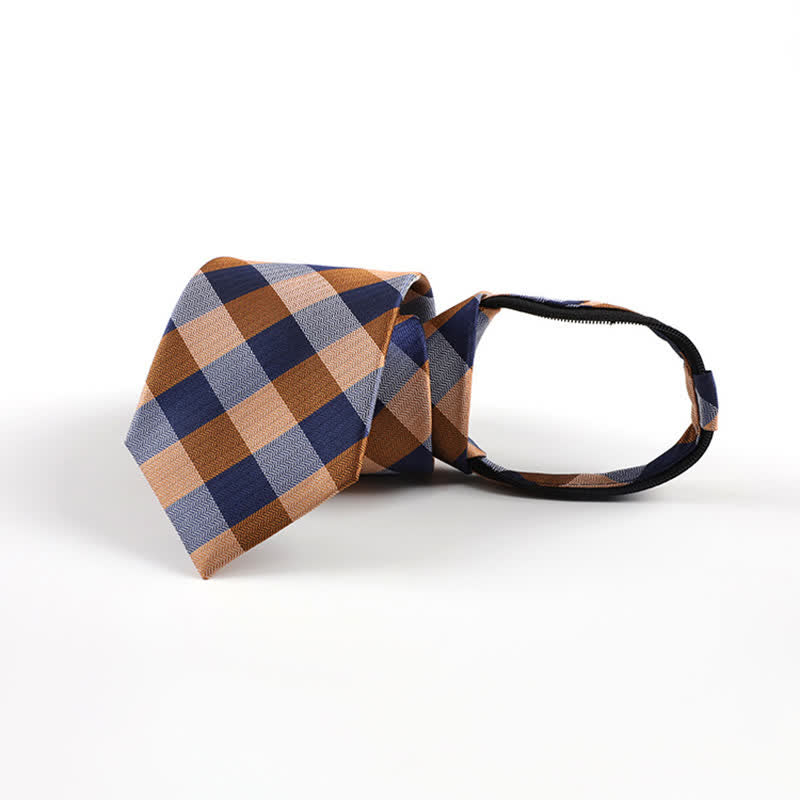 Cravate à carreaux avec fermeture éclair et mélange de couleurs pour hommes - image 1