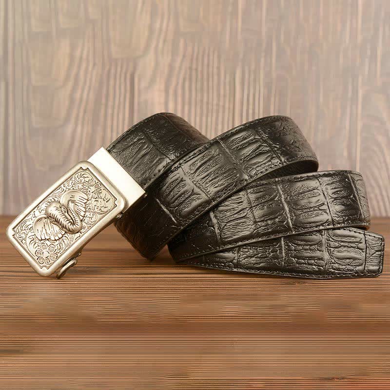 Ceinture en cuir à motif alligator éléphant punk pour homme