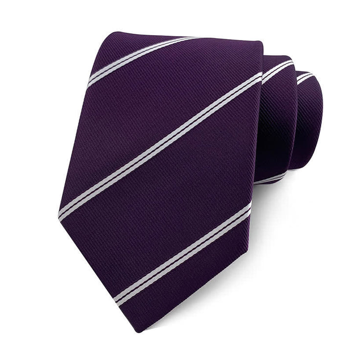Cravate de bureau traditionnelle à rayures Repp pour homme - Violet foncé - image 6